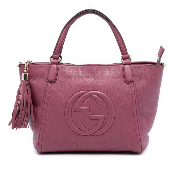 Gucci Handbags - Pre-Loved Gucci Small Pebbled Leather Soho Cellarius Satchel